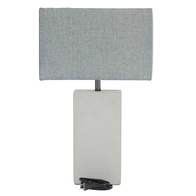 Gray Cement Stone Room Table Lamp with Square Shade