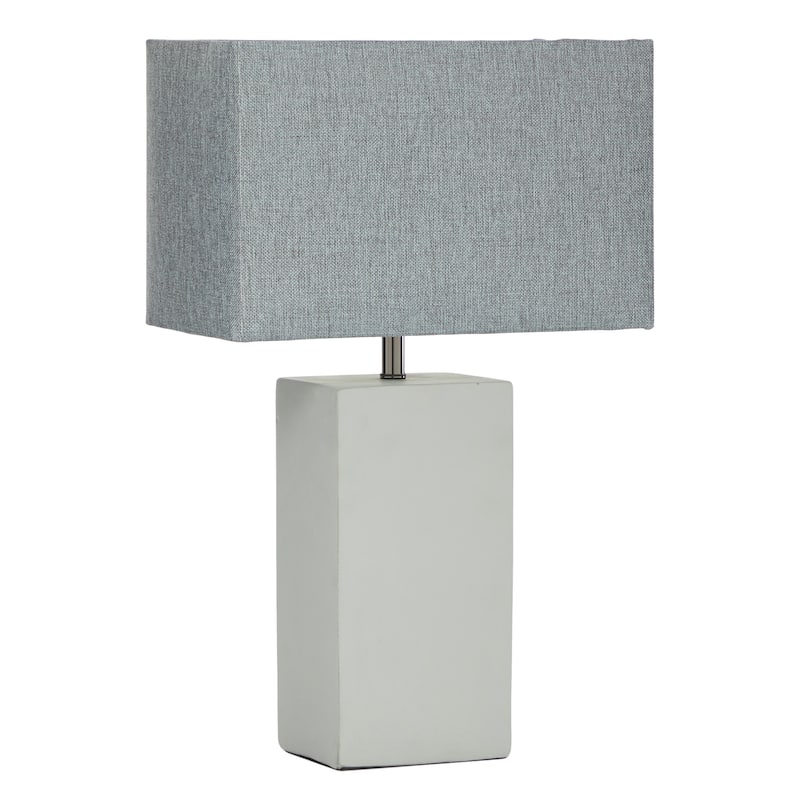 Gray Cement Stone Room Table Lamp with Square Shade