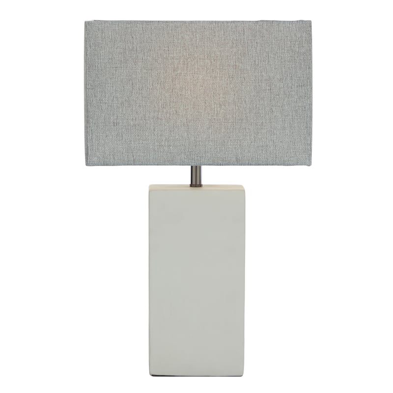 Gray Cement Stone Room Table Lamp with Square Shade