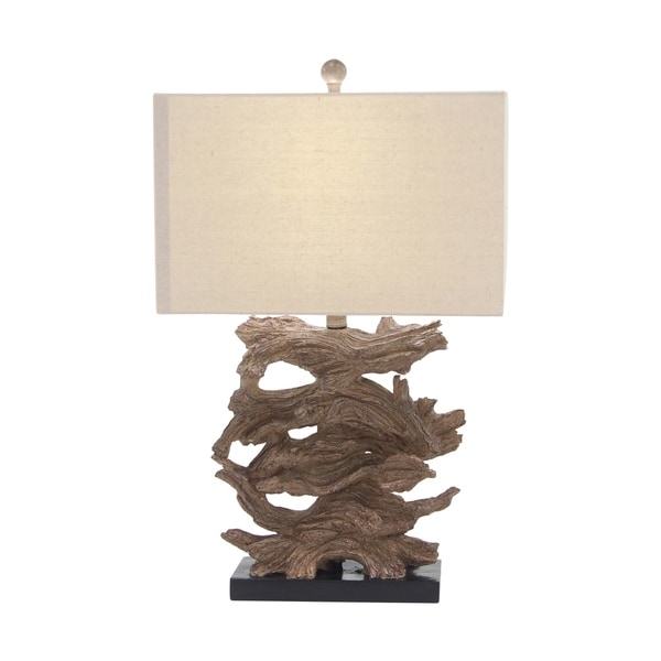 Natural Iron and Resin Tree Bark Table Lamp