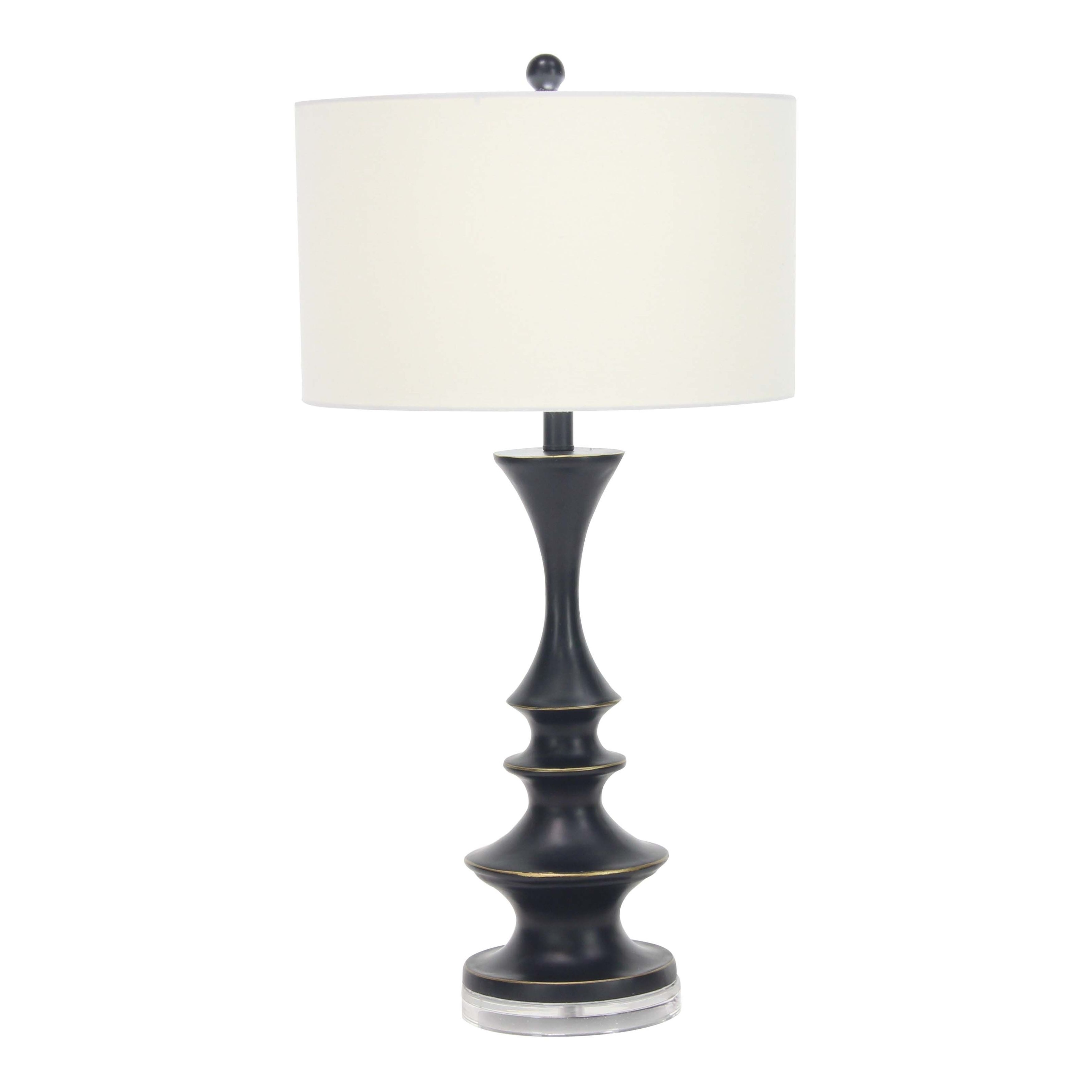 Traditional Black Resin and White Shade Table Lamp White