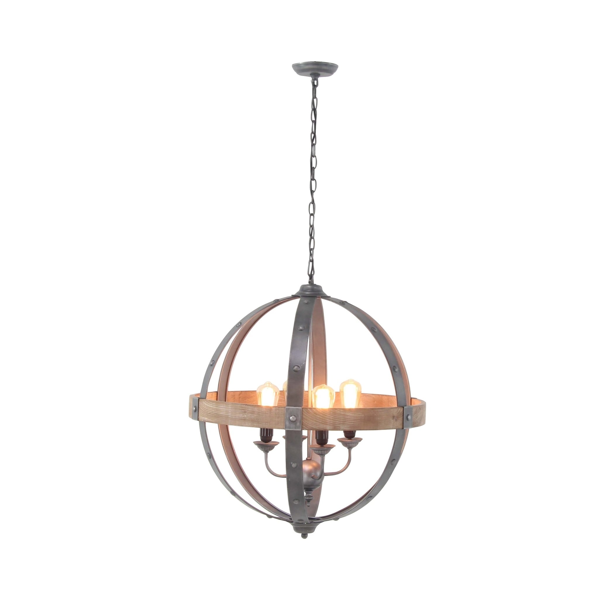 Farmhouse 68 Inch Iron And Fir Wood Sphere Pendant Lamp By Studio 350