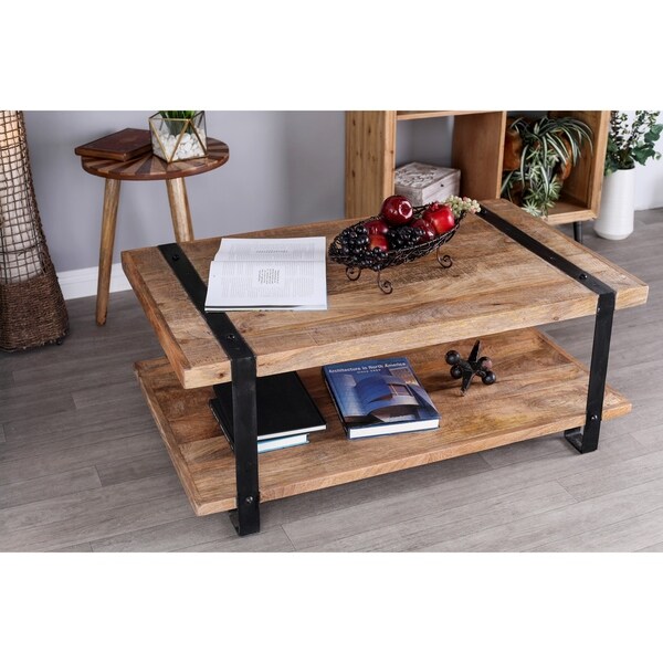 Shop Industrial 18 x 45 Inch Mango Wood and Iron Coffee ...