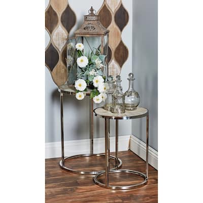Set of 2 Contemporary Stainless Steel Nesting Tables by Studio 350
