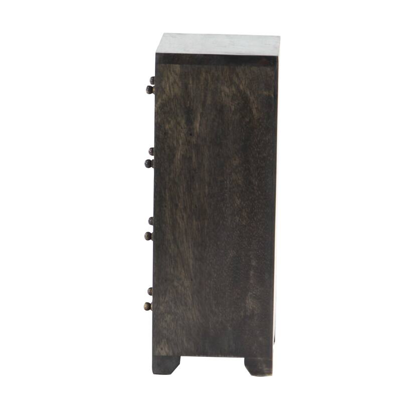 Rustic Mango Wood Rectangular 8-Drawer Vertical Jewelry Chest