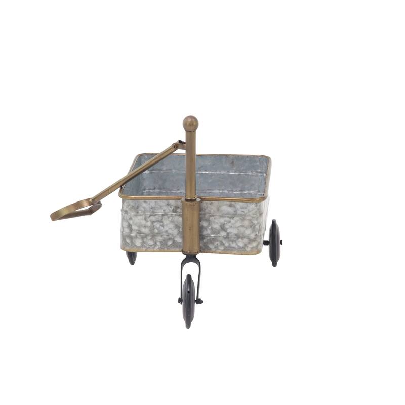 Set of 2 Contemporary Iron Garden Pull Carts