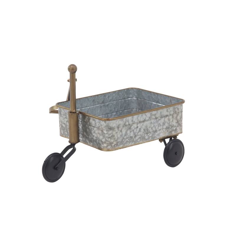 Set of 2 Contemporary Iron Garden Pull Carts