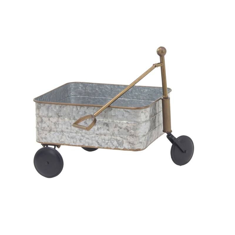 Set of 2 Contemporary Iron Garden Pull Carts