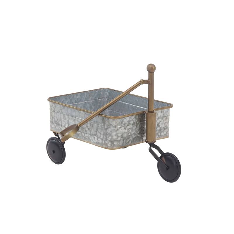 Set of 2 Contemporary Iron Garden Pull Carts