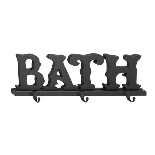 Traditional Wood And Metal Bath Wall Hook Rack With 3 Hooks Traditional Wood And Metal Bath Wall Hook Rack With 3 Hooks