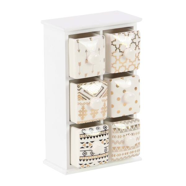 Shop Modern 6 Drawer Wood And Ceramic Jewelry Storage Chest Free