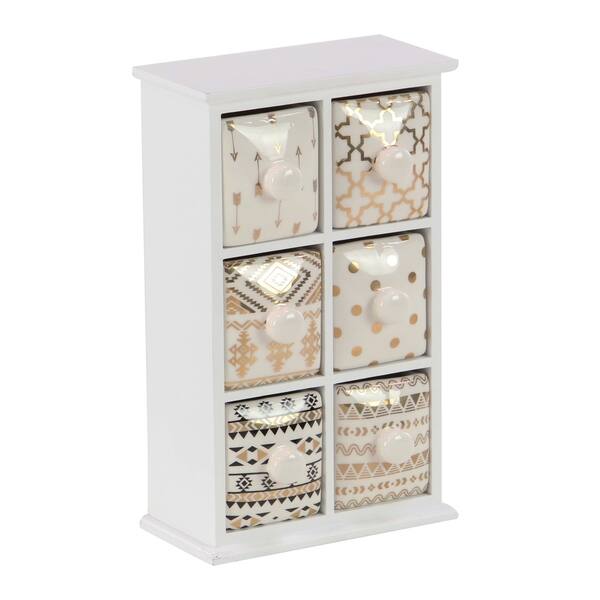 Shop Modern 6 Drawer Wood And Ceramic Jewelry Storage Chest Free