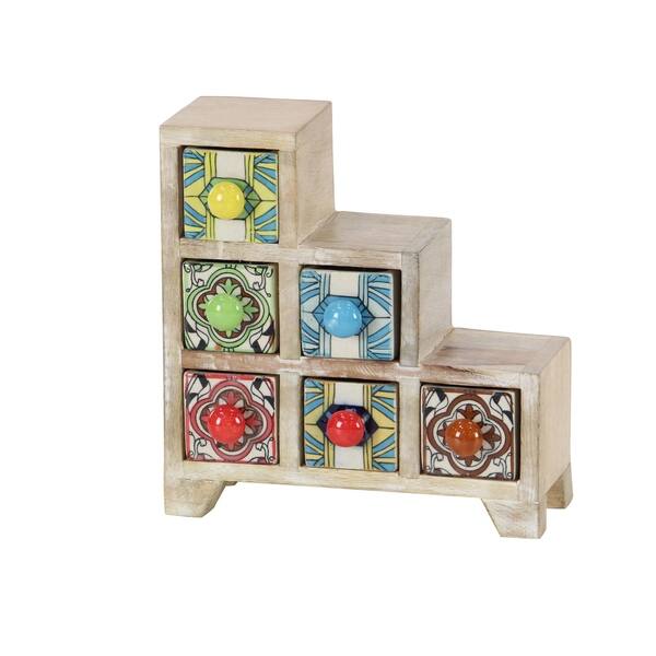 Shop Traditional Staircase Multicolor Latticed 6 Drawer Ceramic