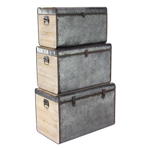 Grey Iron Farmhouse Trunk (Set of 3)