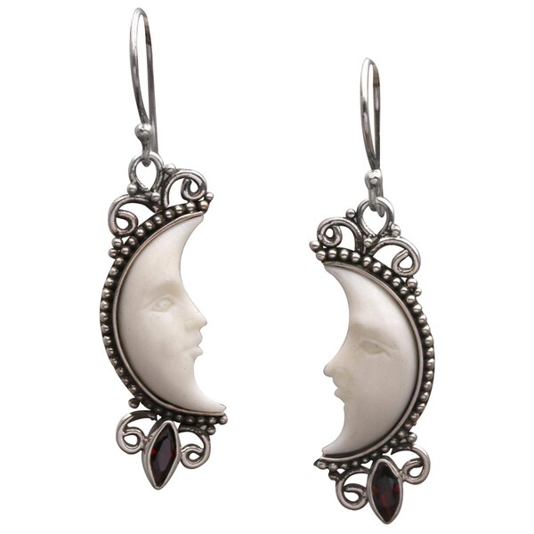 Handmade Sterling Silver Natural Moonlight Garnet Earrings Handmade Sterling Silver X27 Natural Moonlight Garnet Earrings Indonesia