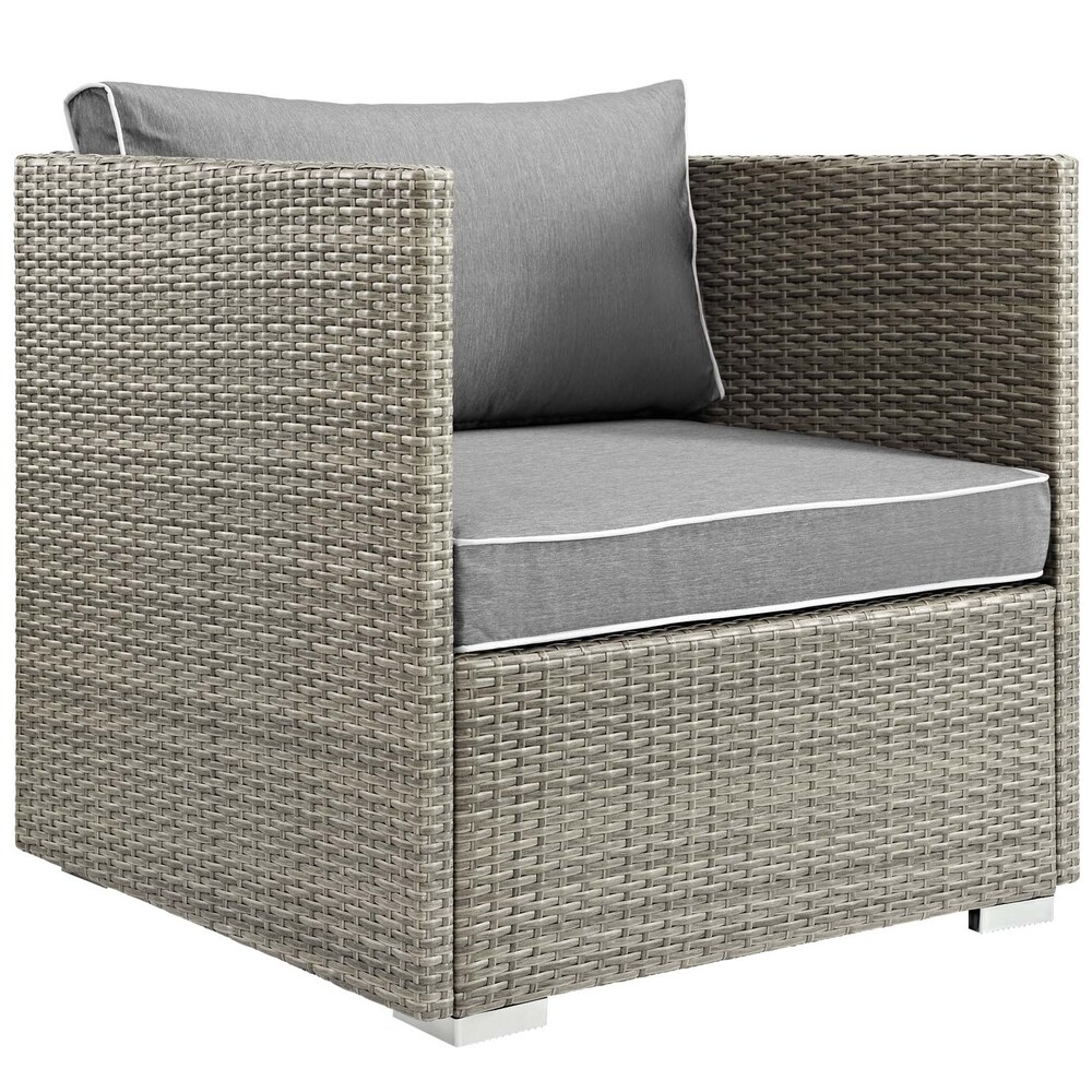 Havenside Home Bocabec Modern Fabric Outdoor Patio Armless Chair - Light Gray White