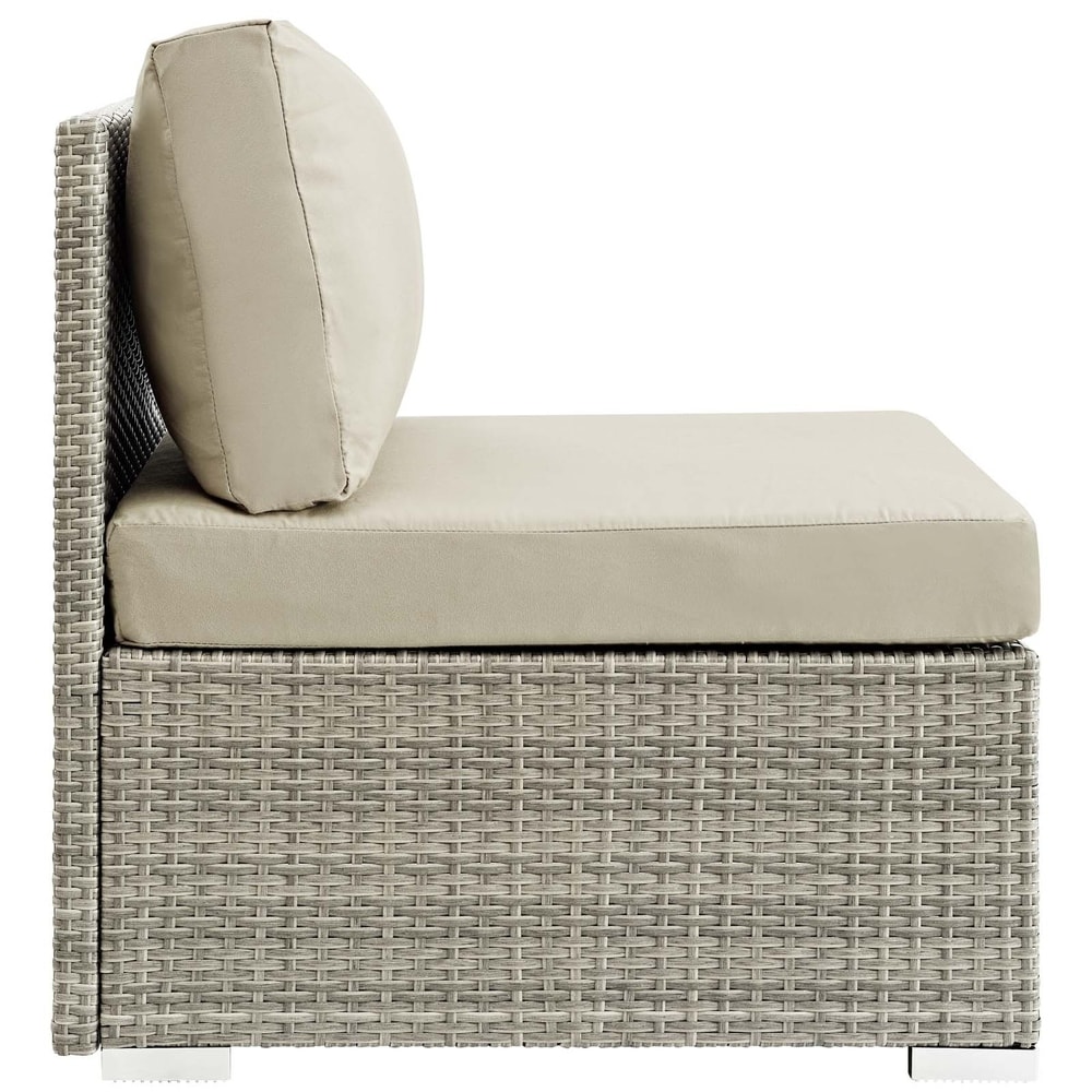 Havenside Home Bocabec Modern Fabric Outdoor Patio Armless Chair - Light Gray White