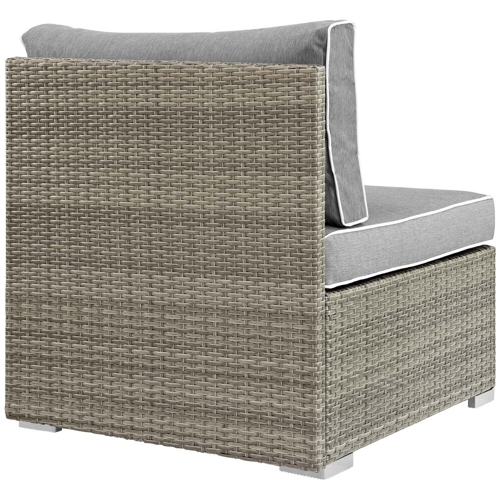 Havenside Home Bocabec Modern Fabric Outdoor Patio Armless Chair - Light Gray White