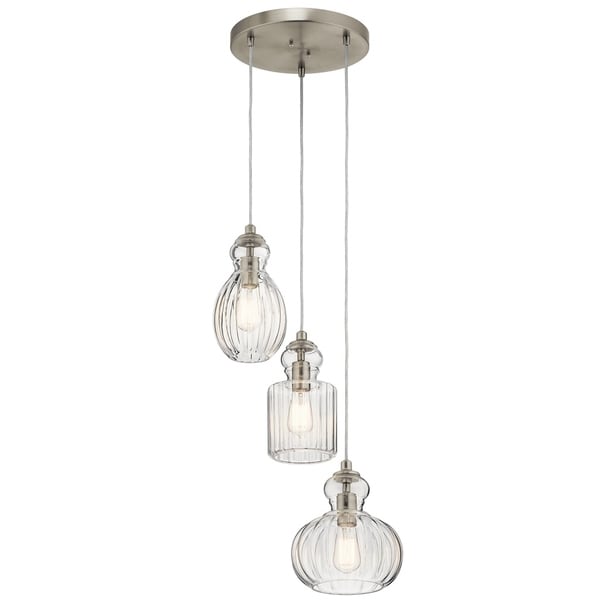 3 light pendant fixture brushed nickel