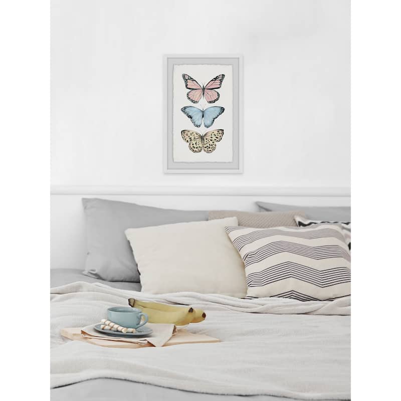 'Butterfly Trio' Framed Painting Print - Multi-Color