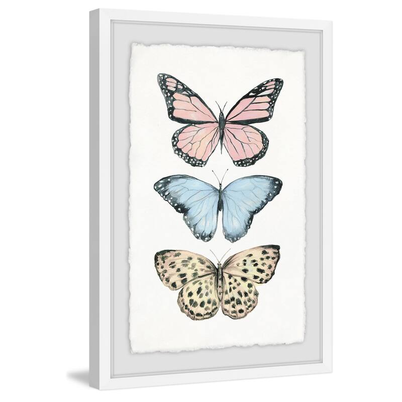 'Butterfly Trio' Framed Painting Print - Multi-Color