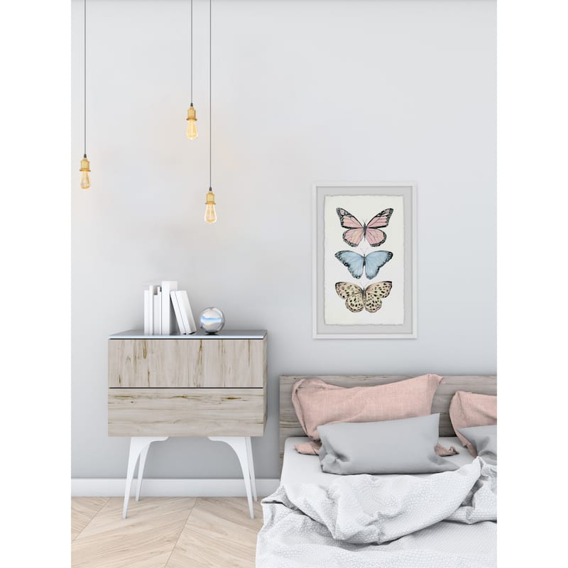 'Butterfly Trio' Framed Painting Print - Multi-Color