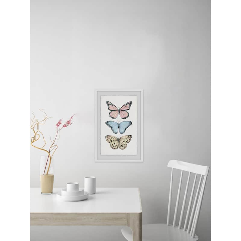 'Butterfly Trio' Framed Painting Print - Multi-Color