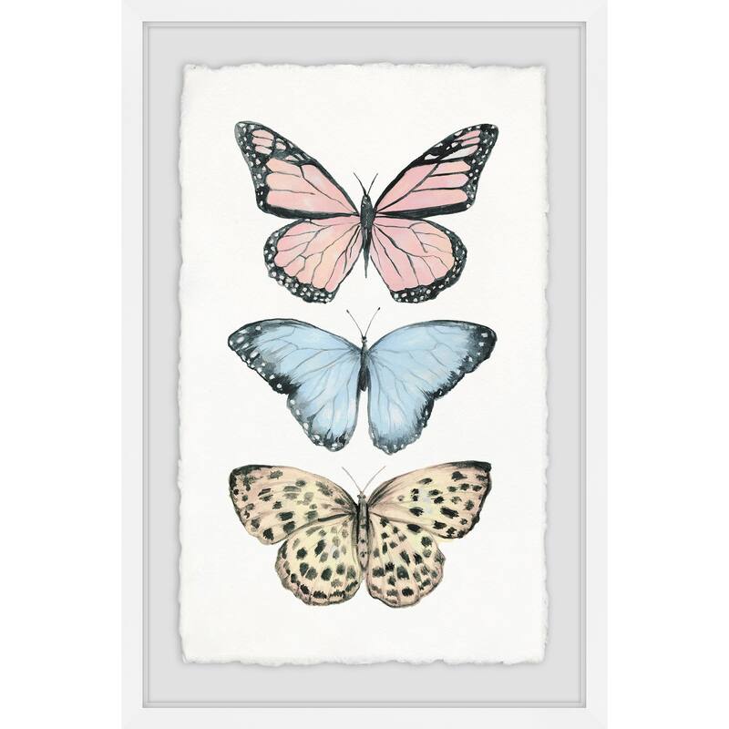 'Butterfly Trio' Framed Painting Print - Multi-Color