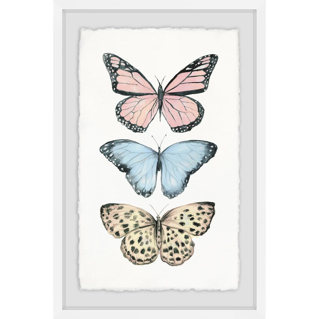 'Butterfly Trio' Framed Painting Print - Multi-Color