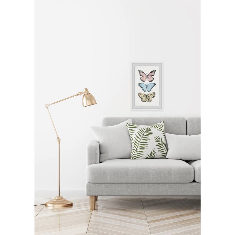 'Butterfly Trio' Framed Painting Print - Multi-Color
