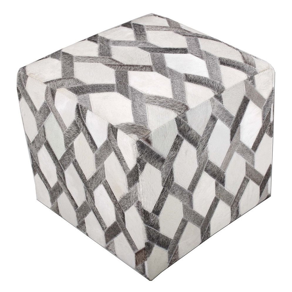 Shop Grey Ottoman Cowhide Cube Real Hair On Hide Leather 18 X18