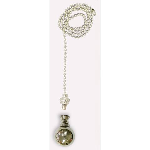 Royal Designs Fan Pull Chain with Large Ball Finial  Silver