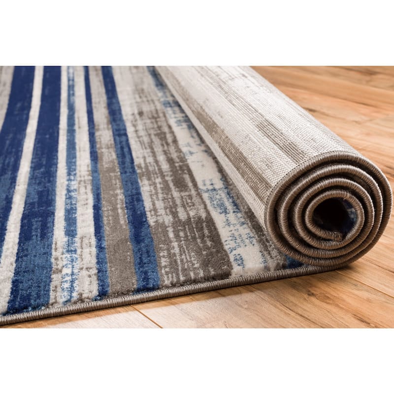 Well Woven Modern Boho Distressed Blue Area Rug - 3'11" x 5'3"