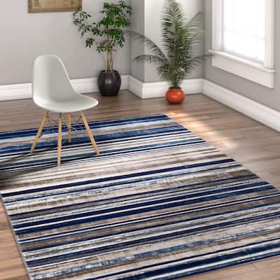Well Woven Modern Boho Distressed Blue Area Rug - 3'11" x 5'3"