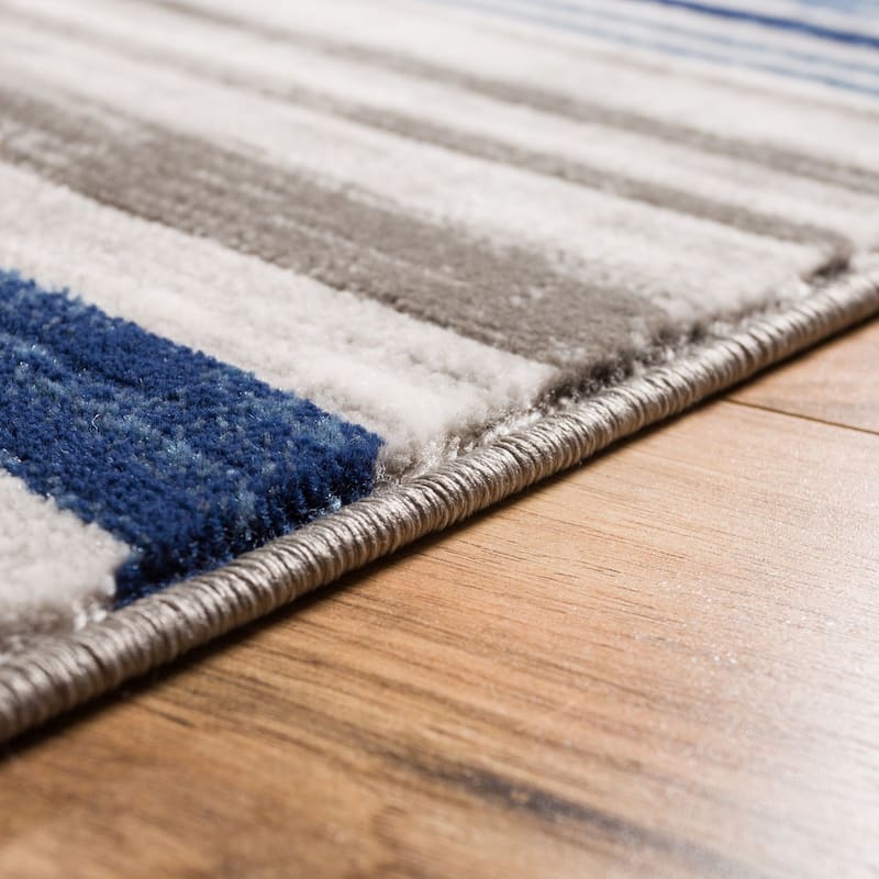 Well Woven Modern Boho Distressed Blue Area Rug - 3'11" x 5'3"