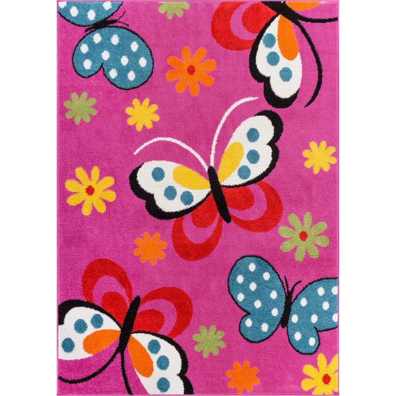 Well Woven Modern Butterfly Pink Area Rug - 3'3" x 5'