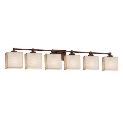 Justice Design Porcelina Tetra 6-light Dark Bronze Bath Light, Waves Rectangle Shade