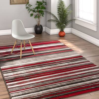 Well Woven Modern Boho Distressed Red Area Rug - 5'3 x 7'3