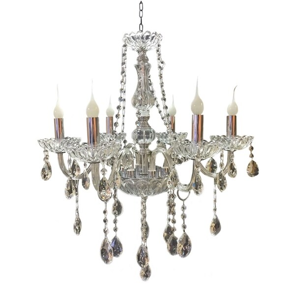 Royal Designs Vintage Style Crystal Chandelier 6 Arm- 29" H x 24" W