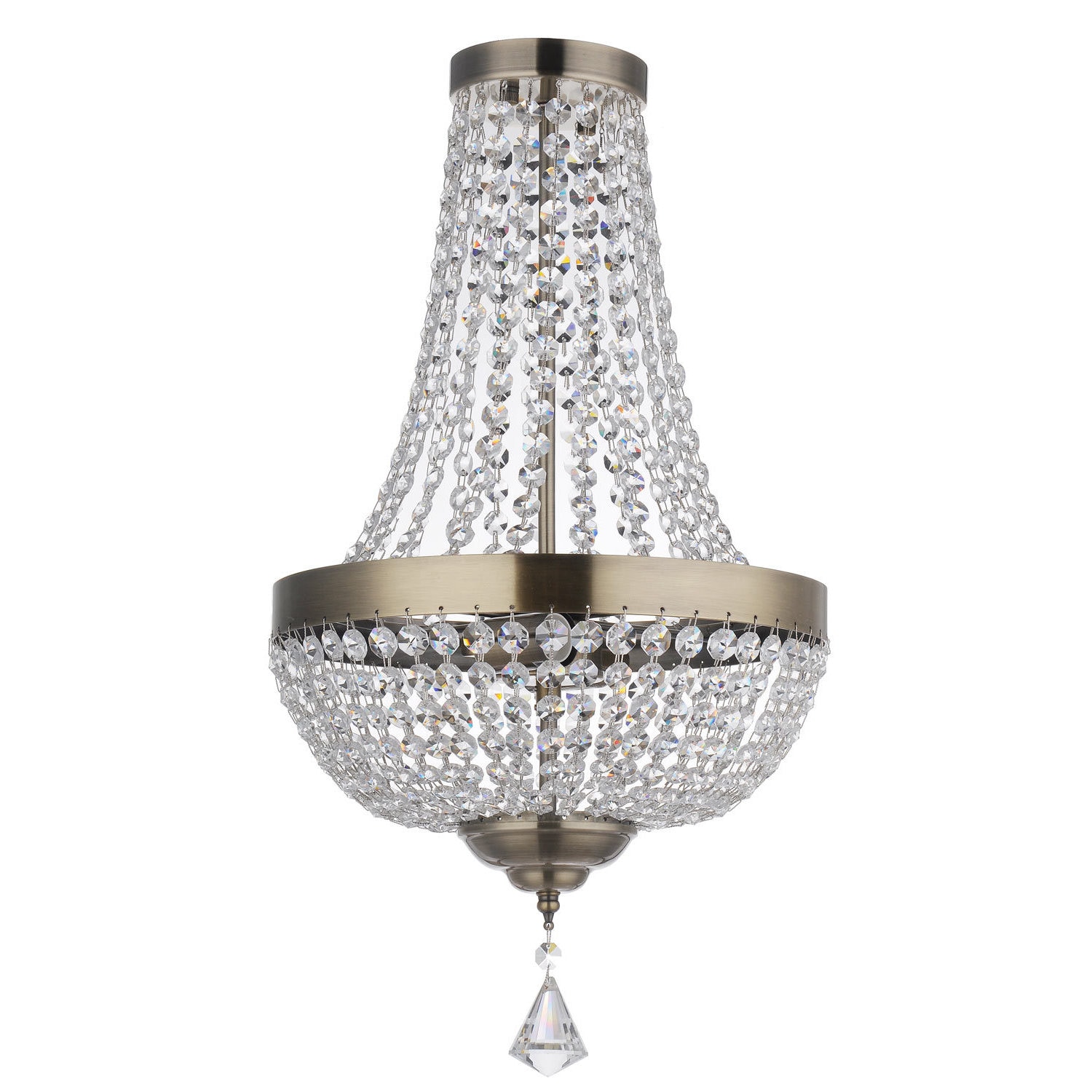 Royal Designs Colette Clear Crystal 2 Light Socket Antique Brass Finish Chandelier Ceiling Fixture (Antique Brass) - Chandeliers For Bedrooms by Overstock.com