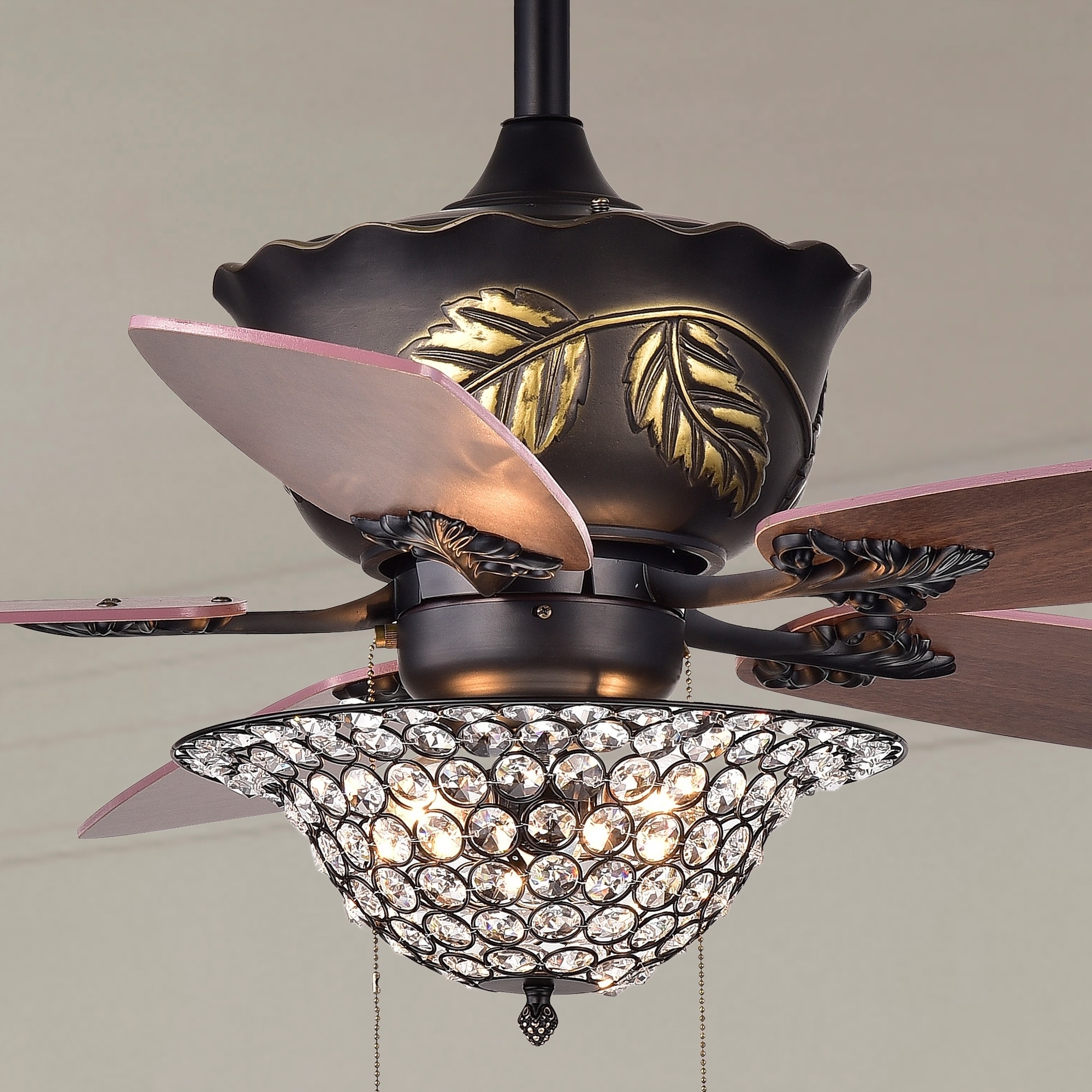 Warehouse of Tiffany Collins 52-Inch 5-Blade Ceiling Fan Crystal Bowl - Brown