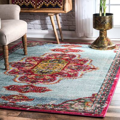 Nuloom Pink Royal Cartouche Traditional Medallion Area Rug