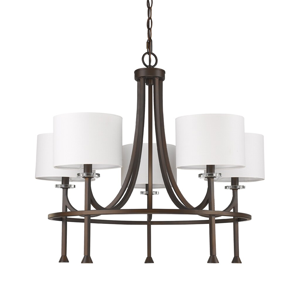 Acclaim Lighting Kara Indoor 5-Light Oil-Rubbed Bronze Chandelier With Shades and Crystal Bobeches (5-Light, 24.5 inch, Oil Rubbed Bronze) - Chandeliers For Bedrooms by Overstock.com