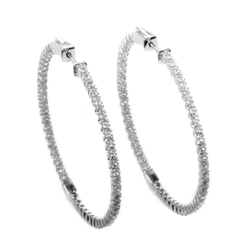 Large White Gold Diamond Hoop Earrings AER-9844W
