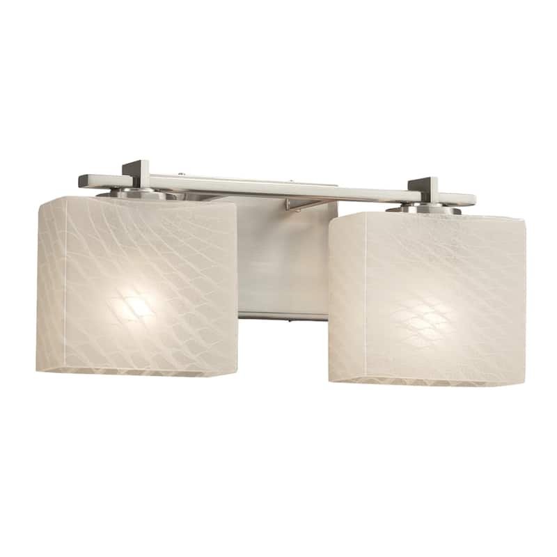 Justice Design Fusion Era 2-light Brushed Nickel Bath Light, Weave Rectangle Shade - Brushed Nickel