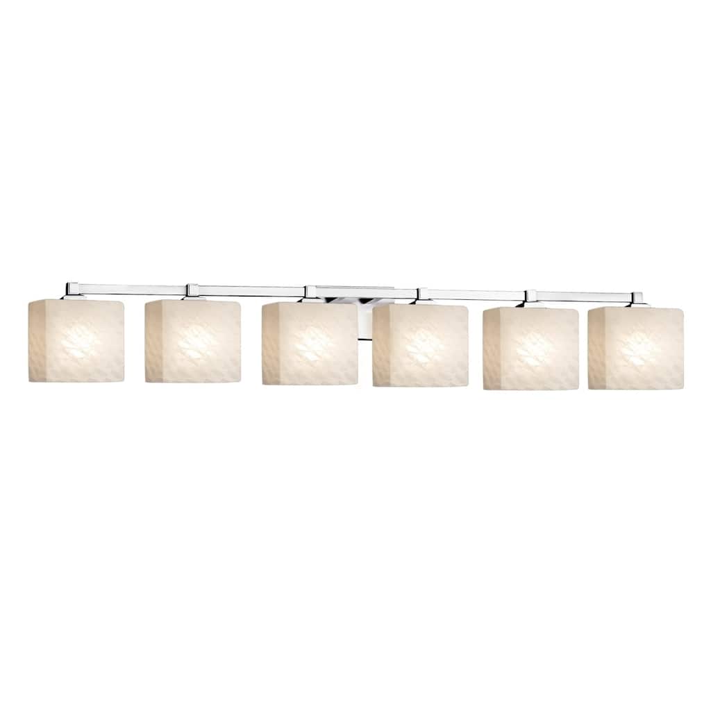 Justice Design Fusion Regency 6-light Polished Chrome Bath Light, Weave Rectangle Shade - Polished Chrome