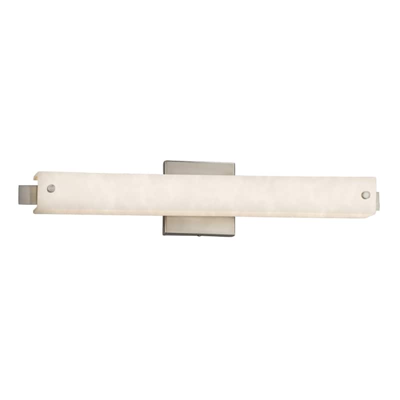 Justice Design Clouds Edge 23-inch LED Brushed Nickel ADA Wall/ Bath Light, Off-white Shade