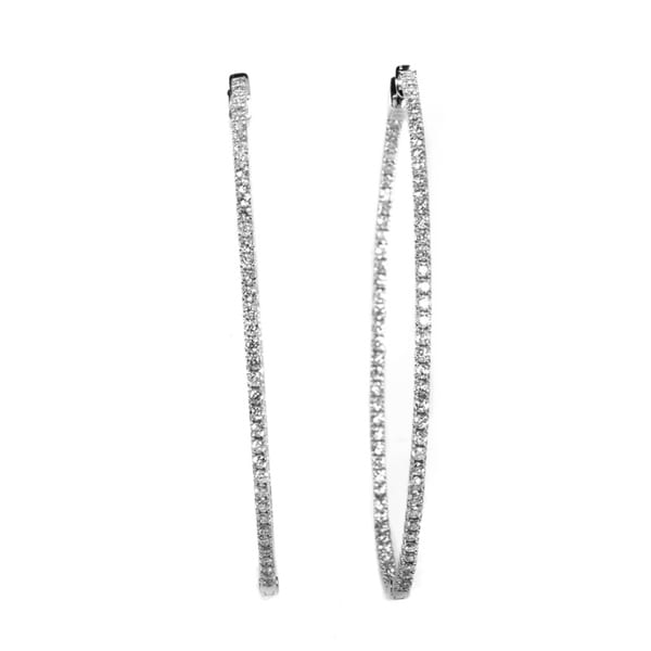 Long Thin White Gold Diamond Hoop Earrings Aer 9830w On Long Thin White Gold Diamond Hoop Earrings Aer 9830w