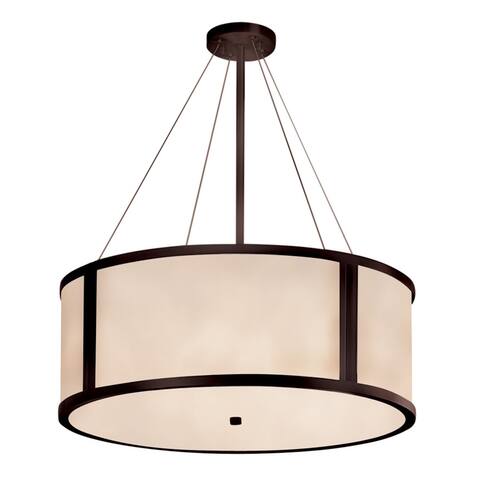 Justice Design Clouds Tribeca 36-inch Dark Bronze Drum Pendant, Off-white Shade