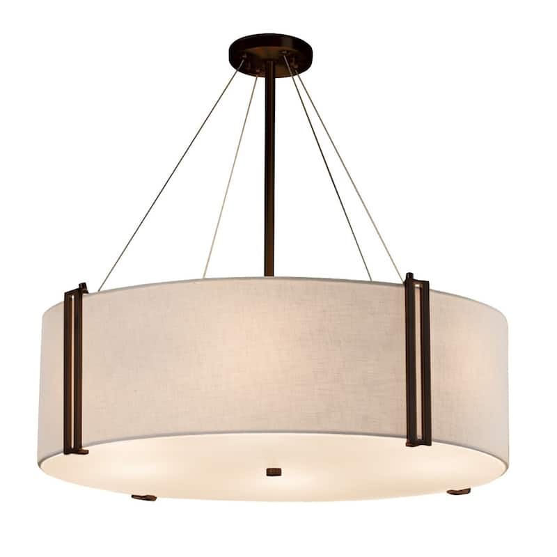 Justice Design Group Textile Reveal 36-inch Dark Bronze Drum Pendant, White Shade